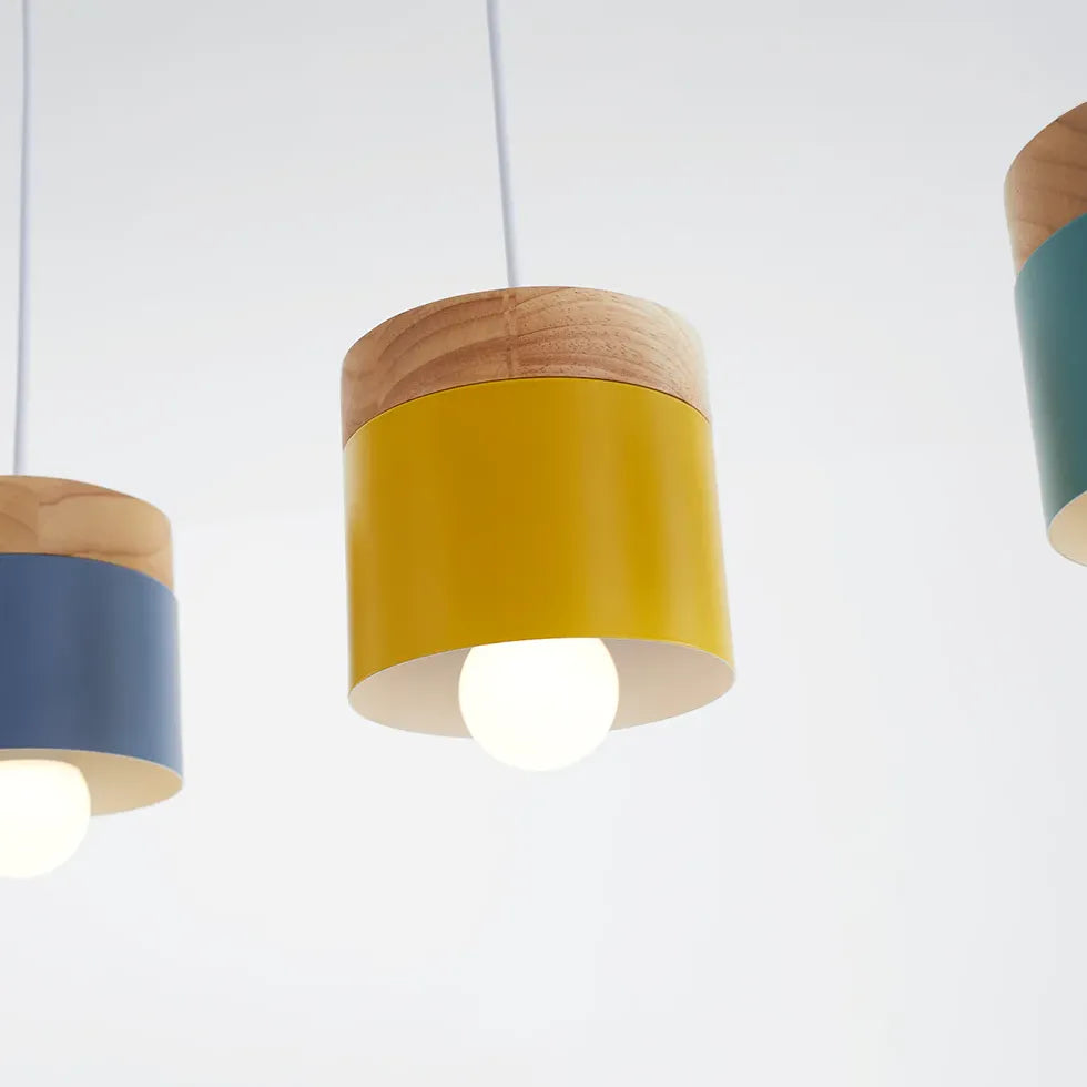 Colorful Cylinders Modern Wooden Pendant Light