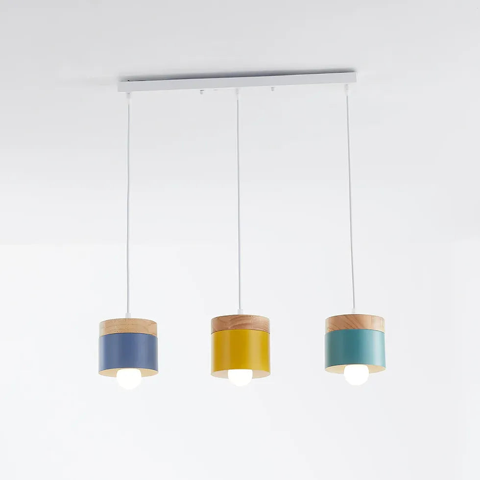 Colorful Cylinders Modern Wooden Pendant Light