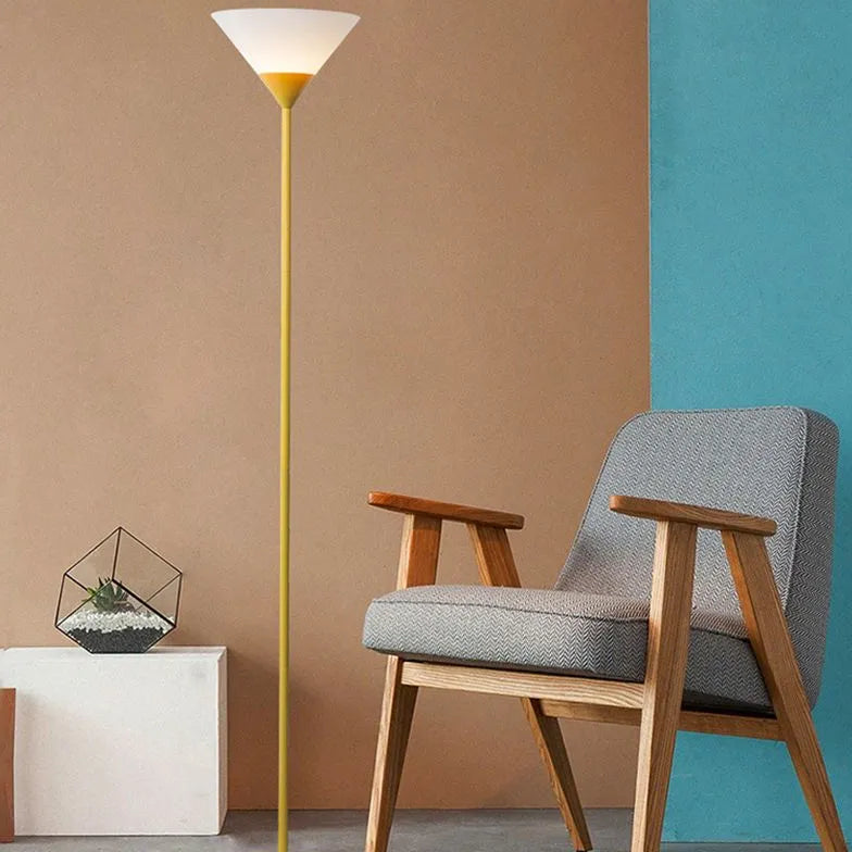 Inverted Cone-Shaped Black Slim Floor Lamp