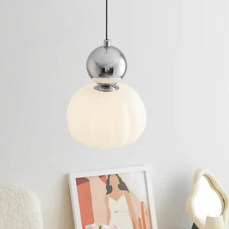 White Acrylic Floral Sphere Pendant Light