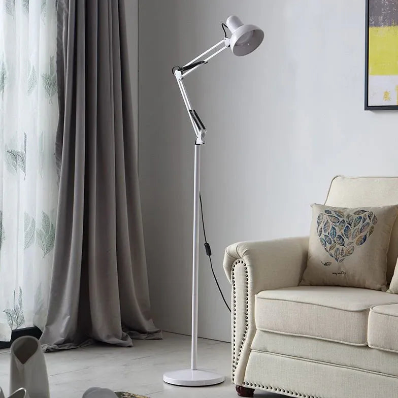 Adjustable Long-Arm Plug-In Reading Floor Lamp