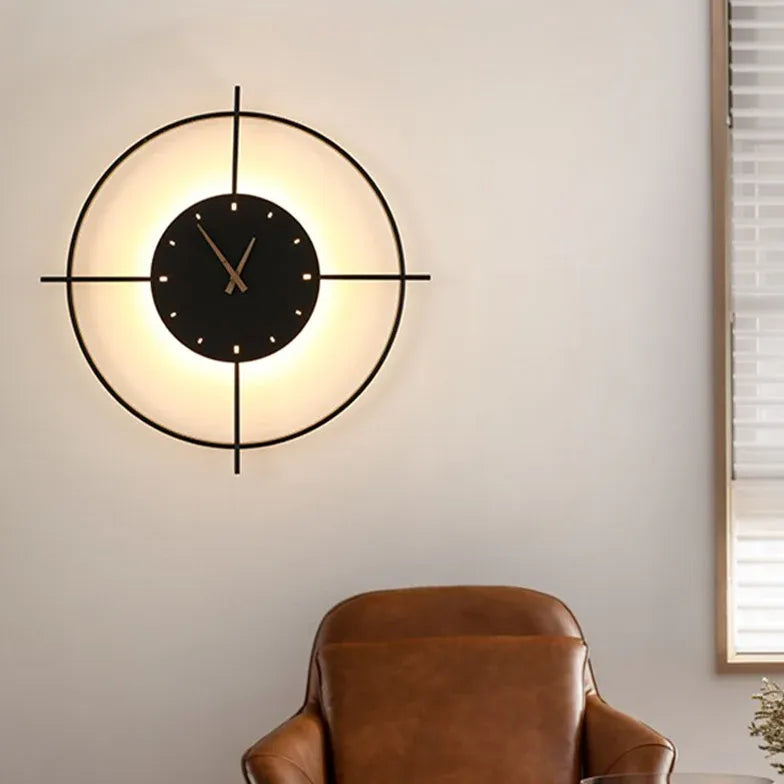 Golden Wall Clock Warm White Wall Lamp