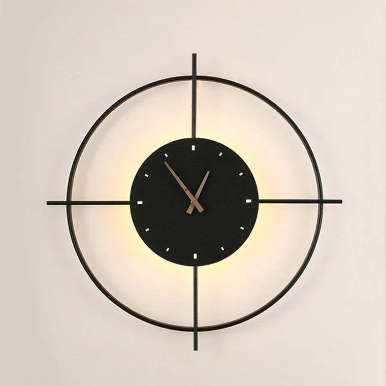 Golden Wall Clock Warm White Wall Lamp