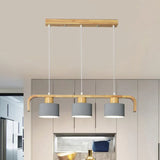 Segmented Layout Dining Room Wooden Pendant Light