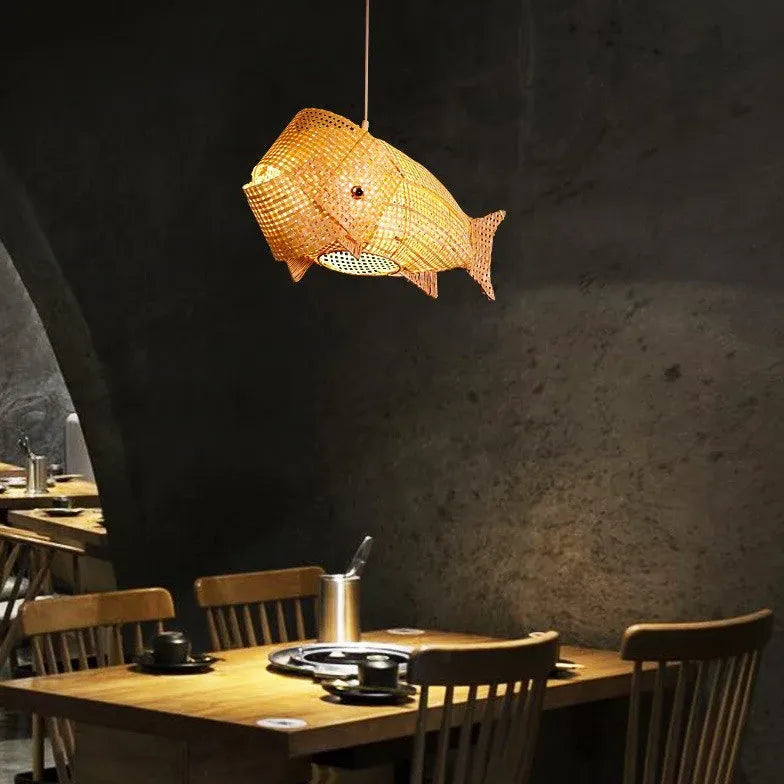 Fish Grid Restaurant Rattan Pendant Light