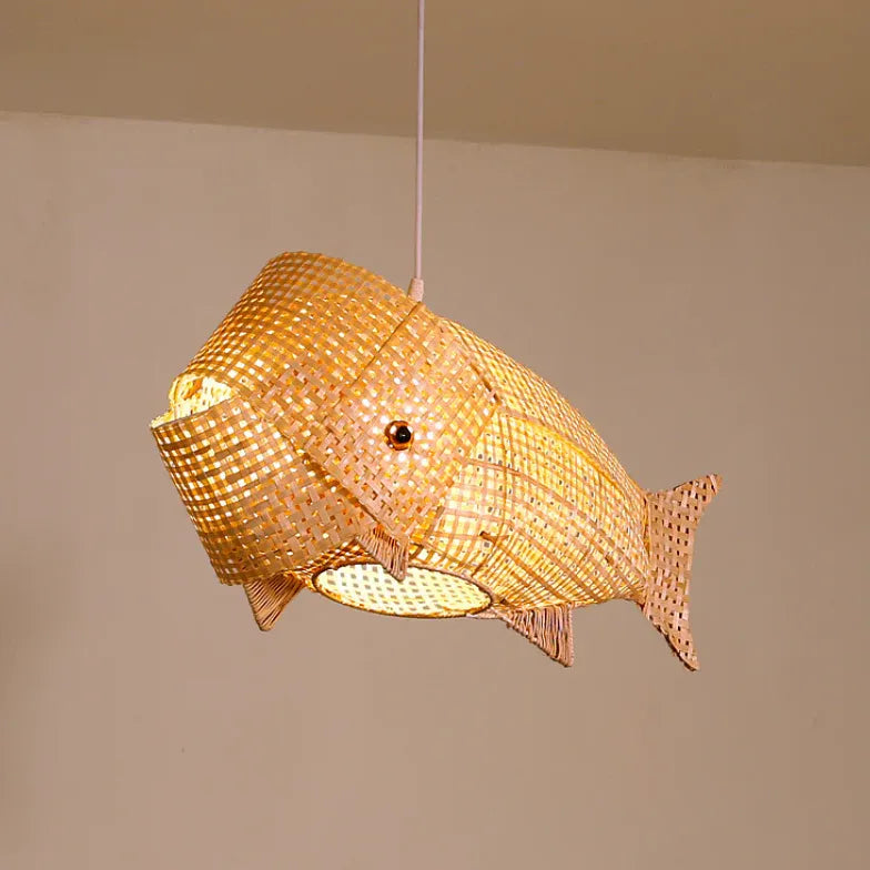 Fish Grid Restaurant Rattan Pendant Light