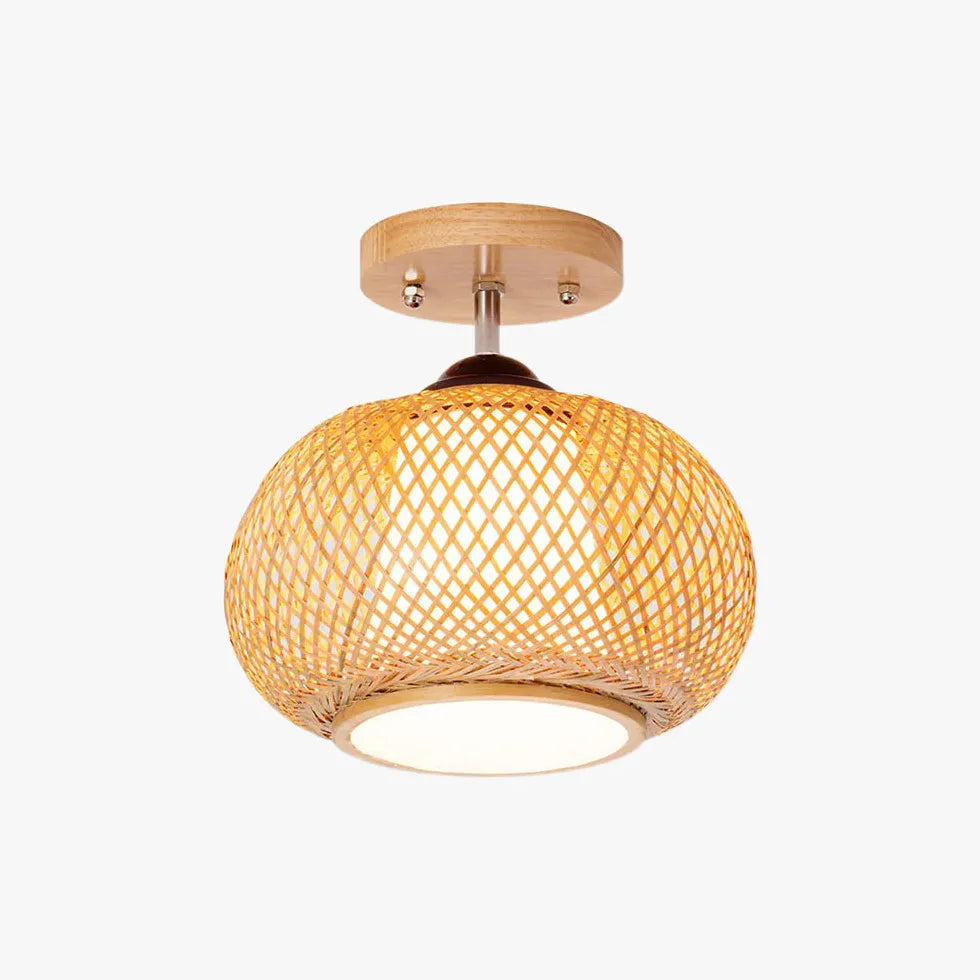 Trapezoid Lantern Rattan Flush Ceiling Lights