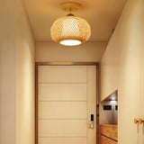 Trapezoid Lantern Rattan Flush Ceiling Lights