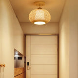 Trapezoid Lantern Rattan Flush Ceiling Lights