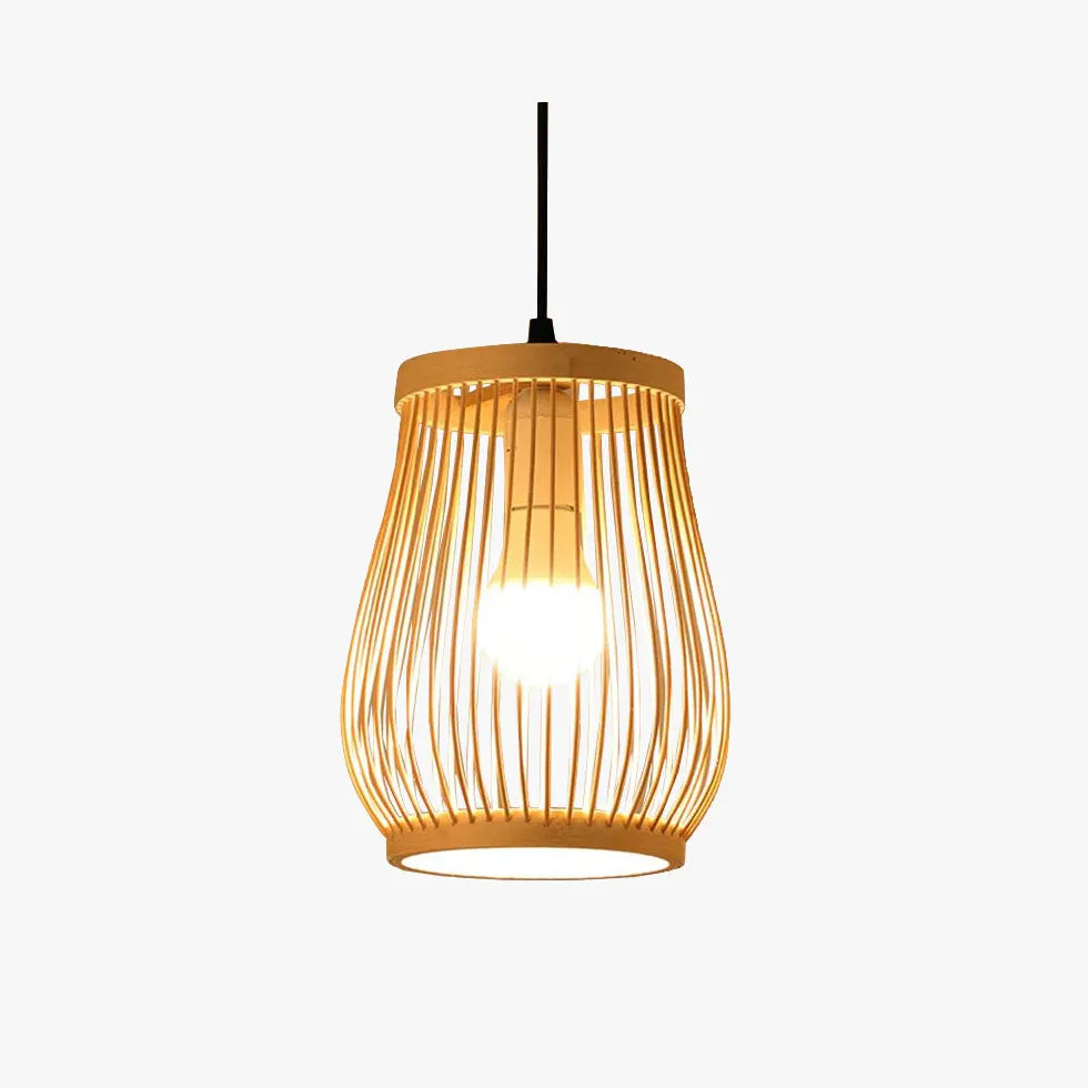 Oval Weaving Dining Room Wooden Pendant Light