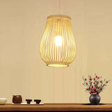 Oval Weaving Dining Room Wooden Pendant Light