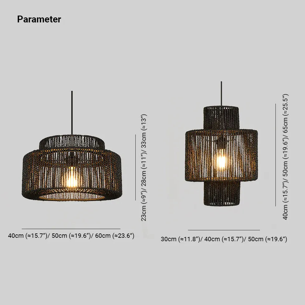 Simple Dark Tones Rattan Pendant Light