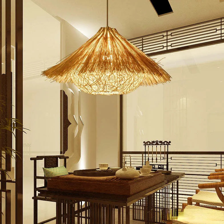 Umbrella Cover Dining Room Rattan Pendant Light