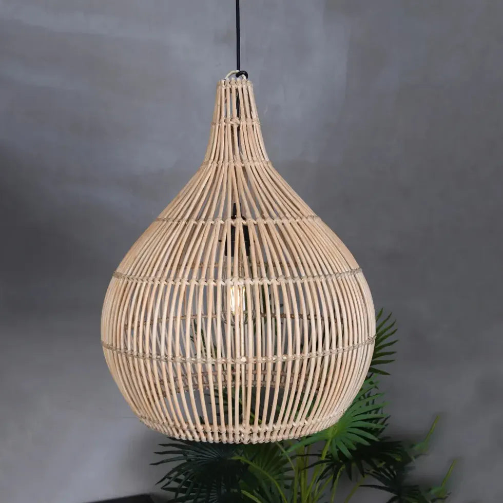 Rattan Lantern Translucent Natural Pendant Light