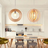 Adjustable Wooden Ring Modern Pendant Light