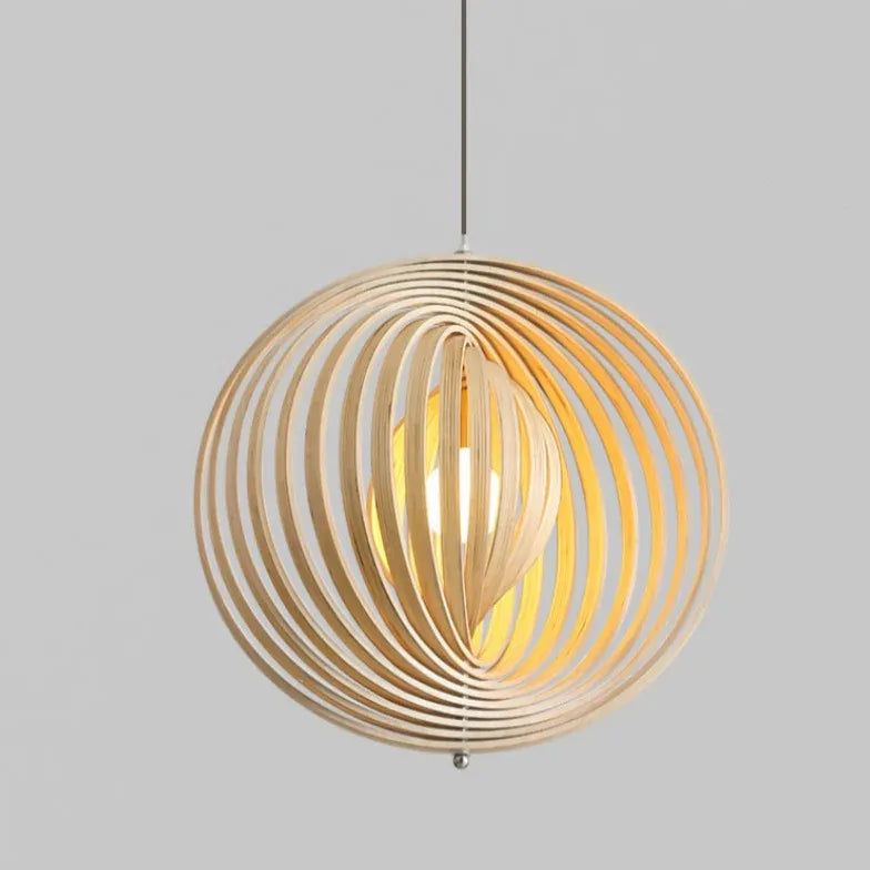 Adjustable Wooden Ring Modern Pendant Light