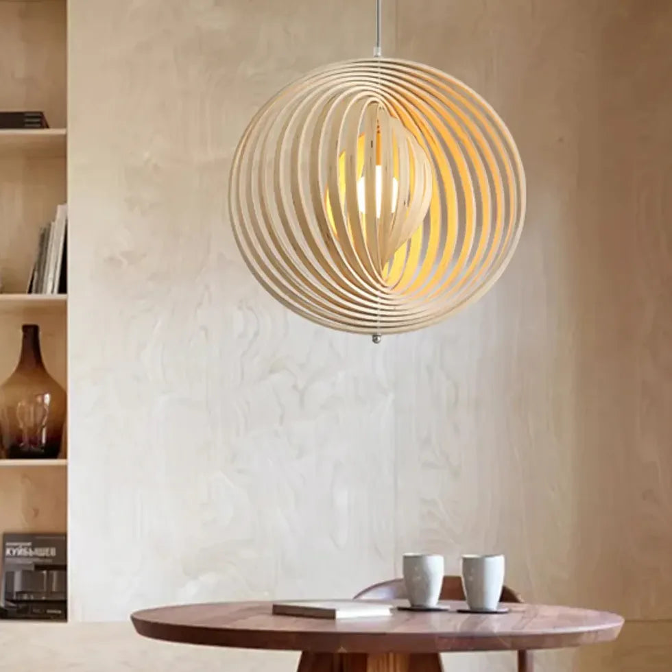 Adjustable Wooden Ring Modern Pendant Light