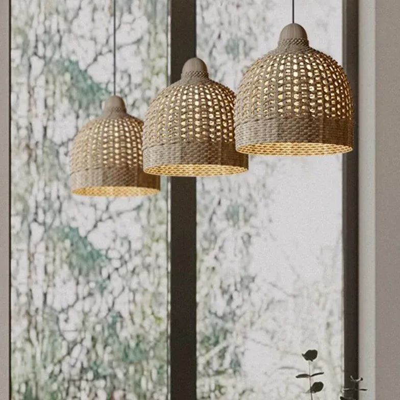 Lantern Rattan Minimalist Pendant Light