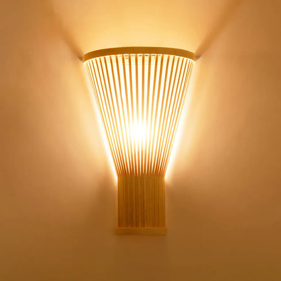 Vertical Slender Rattan Decorative Wall Lamp