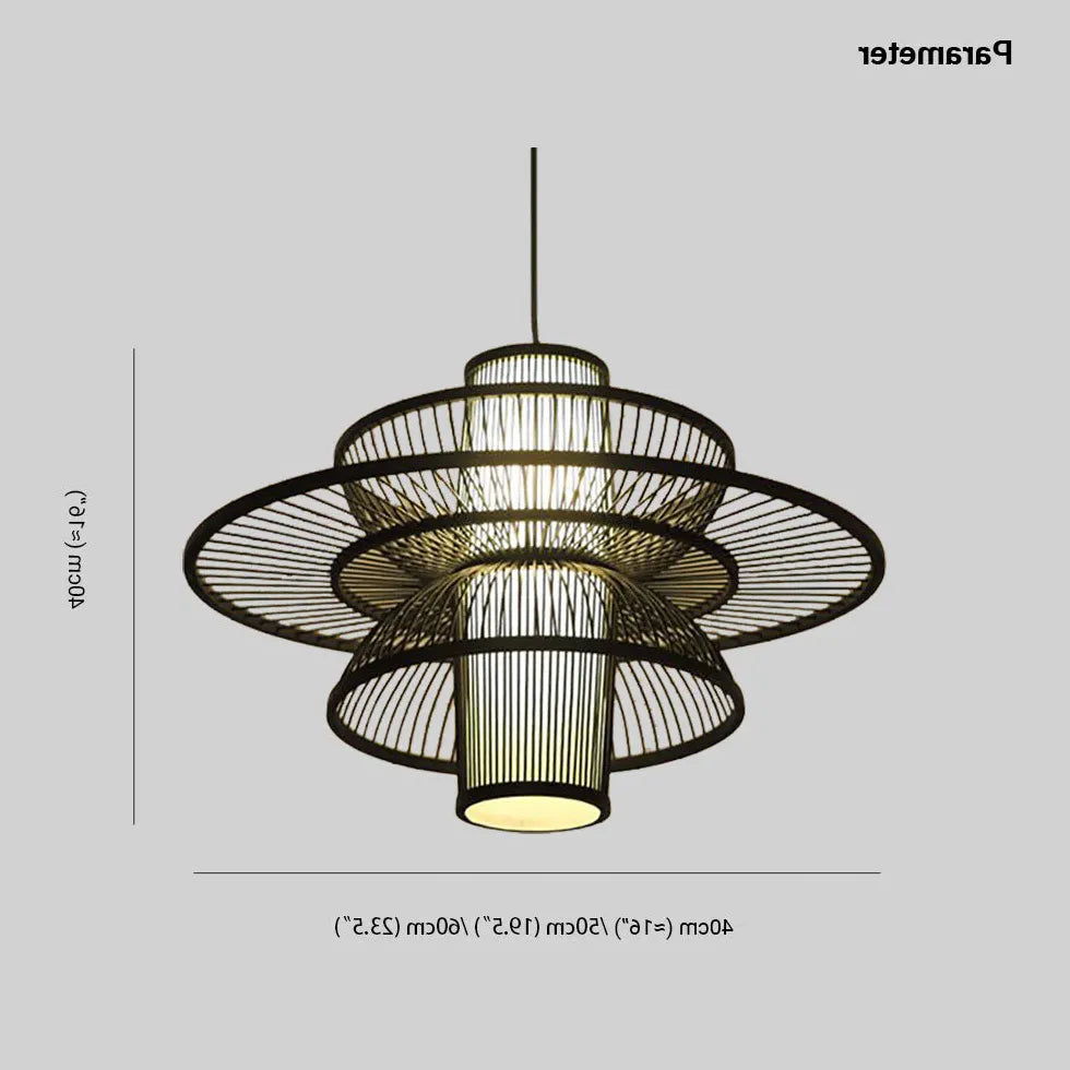 Multi-Layer Bamboo Chinese-Style Pendant Light