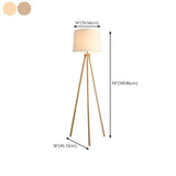 White Cylindrical Wooden Tripod Floor Lamp