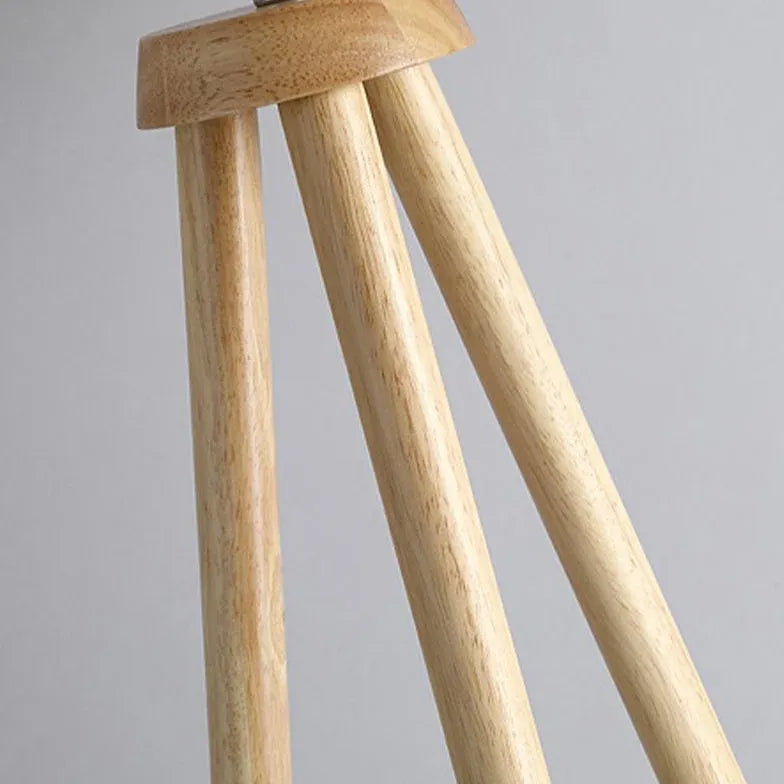 White Cylindrical Wooden Tripod Floor Lamp