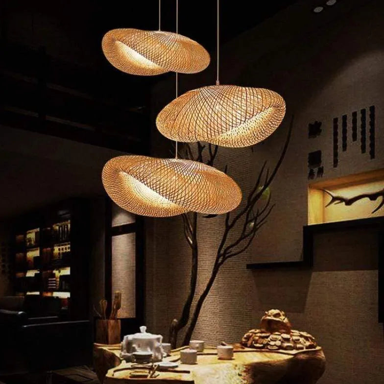 Hyperbolic Mesh Kitchen Rattan Pendant Light