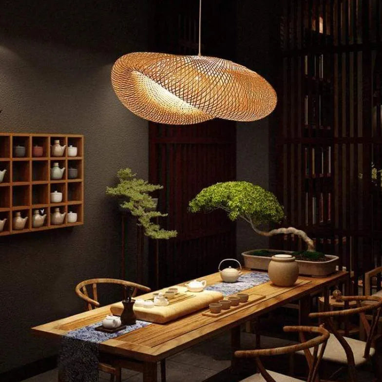 Hyperbolic Mesh Kitchen Rattan Pendant Light