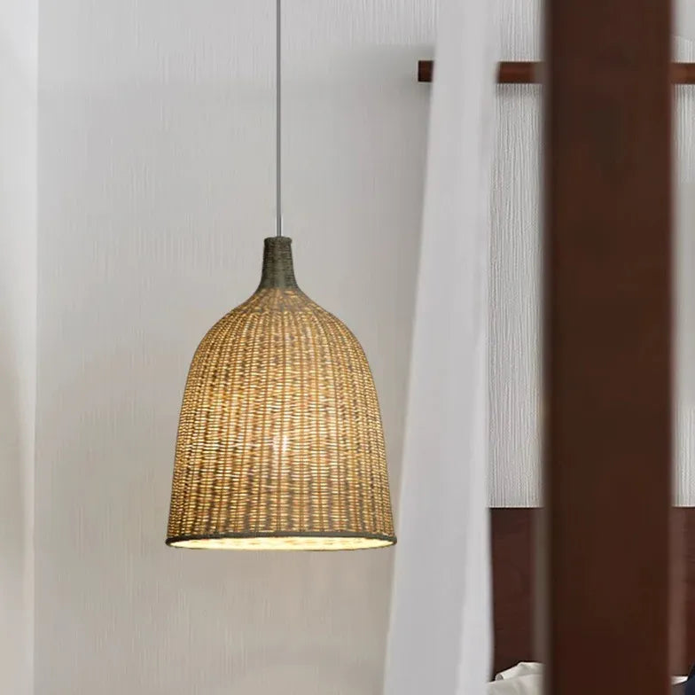 Bell Shape Bamboo Rattan Pendant Light