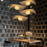 Natural Grid Restaurant Rattan Pendant Light