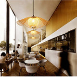 Natural Grid Restaurant Rattan Pendant Light