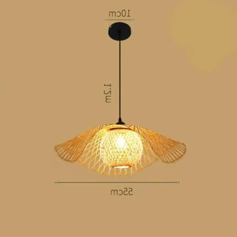 Natural Grid Restaurant Rattan Pendant Light