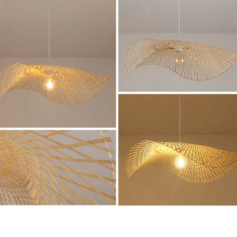 Natural Grid Restaurant Rattan Pendant Light