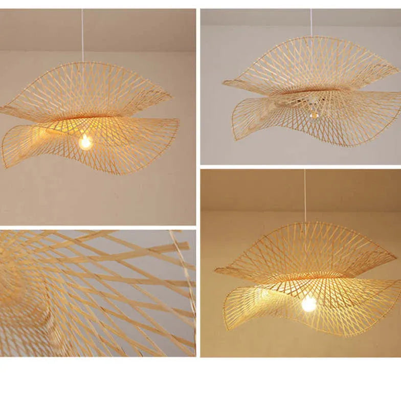 Natural Grid Restaurant Rattan Pendant Light