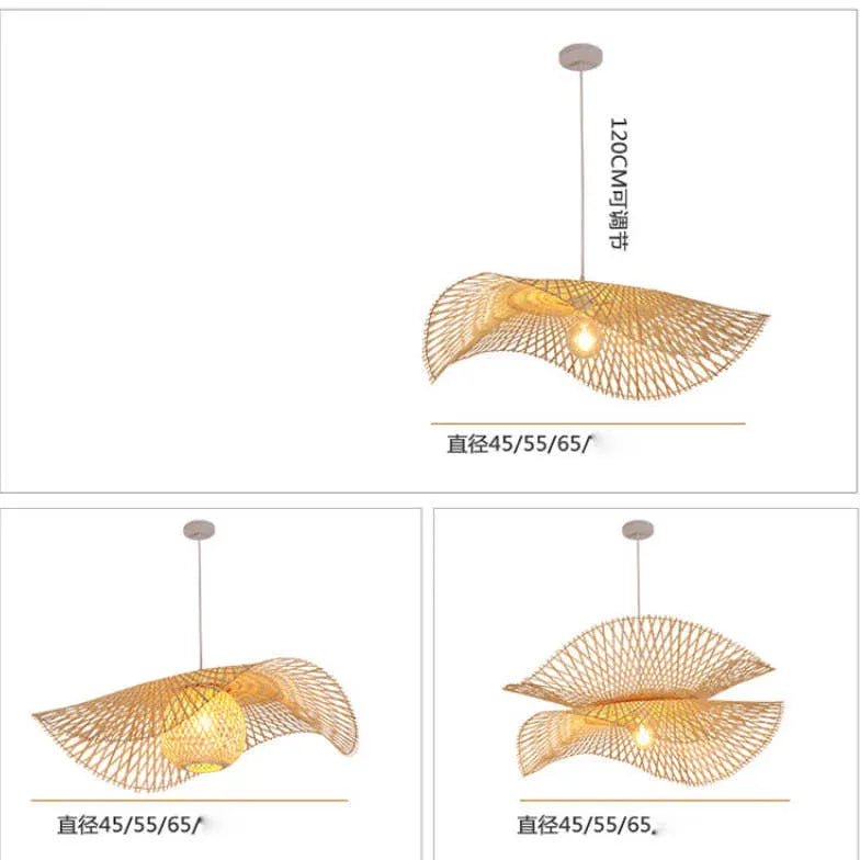 Natural Grid Restaurant Rattan Pendant Light