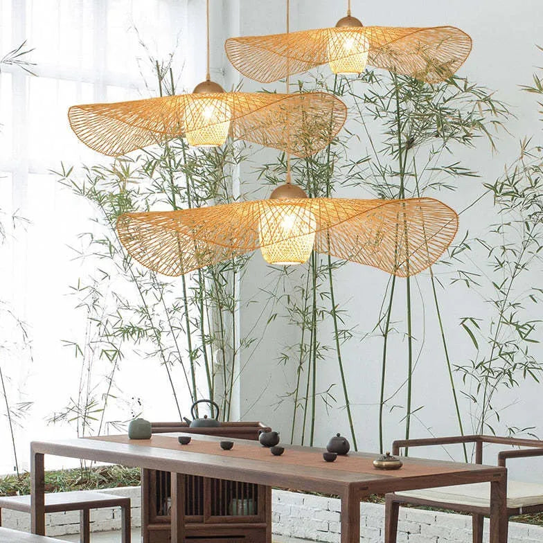 Tone Wave Rattan Vintage Pendant Light