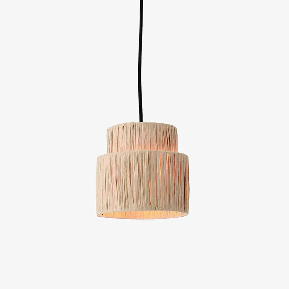 Double Layer Slim Bedroom Rattan Pendant Light