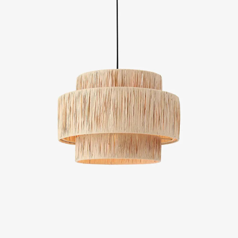 Double Layer Slim Bedroom Rattan Pendant Light