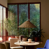 Cone Shaped Woven Rattan Dining Room Pendant Light