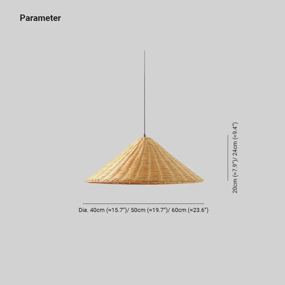 Cone Shaped Woven Rattan Dining Room Pendant Light