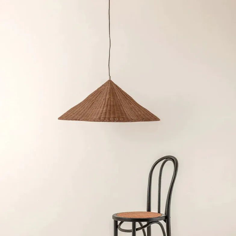 Woven Rattan Cone Shade Vintage Pendant Light