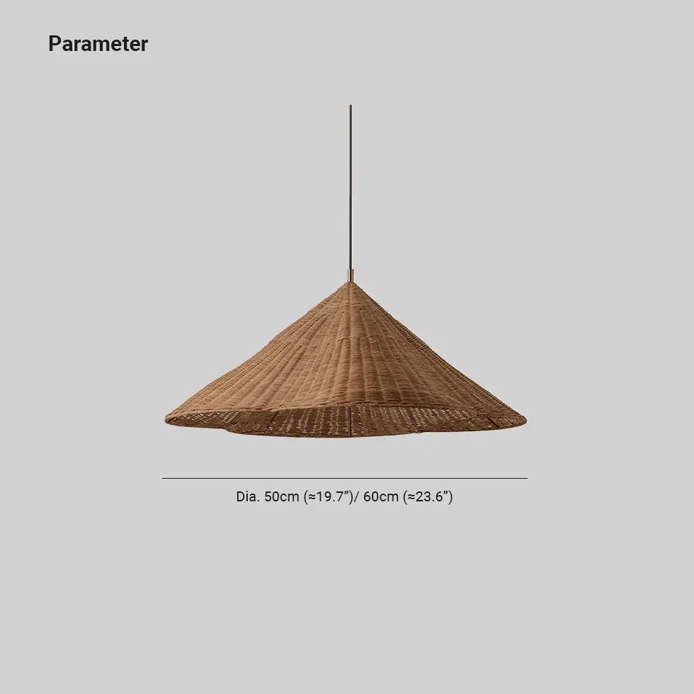 Woven Rattan Cone Shade Vintage Pendant Light