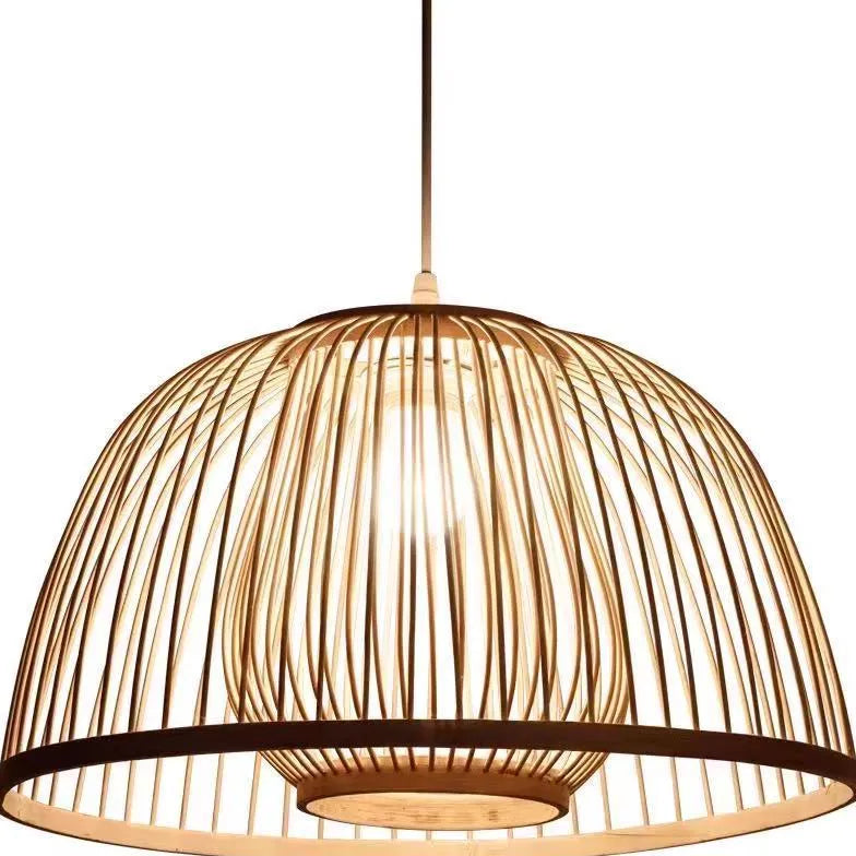 Curved Weaving Rattan Vintage Pendant Light