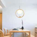 Round Bird Dining Room Wooden Pendant Light