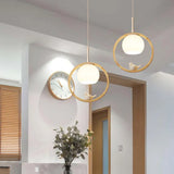 Round Bird Dining Room Wooden Pendant Light