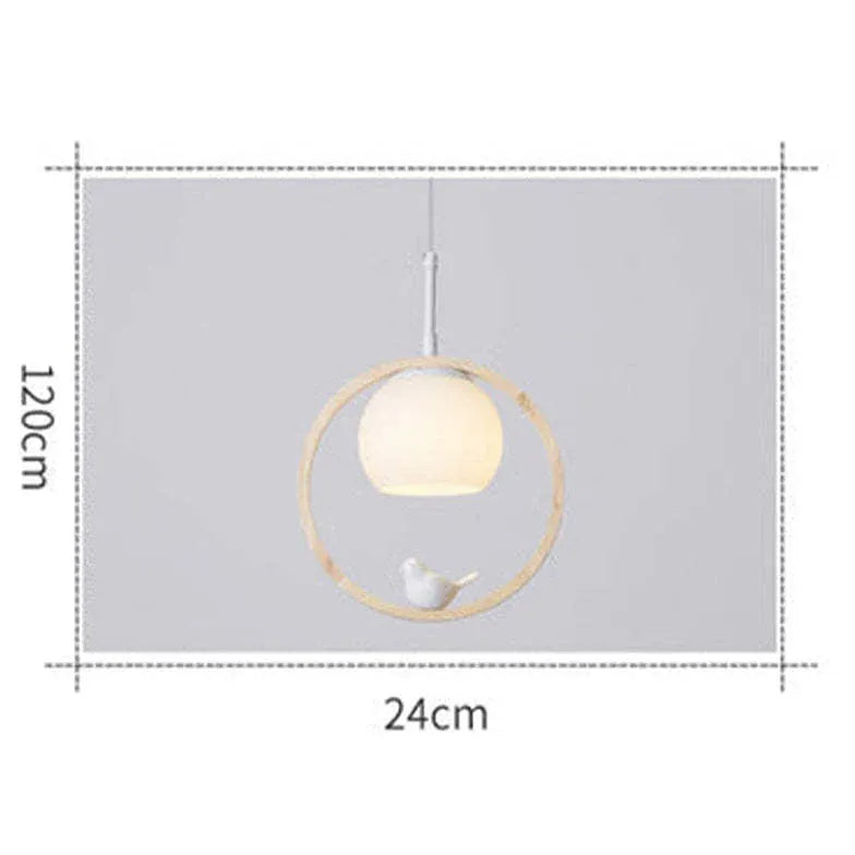 Round Bird Dining Room Wooden Pendant Light