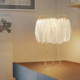 Golden Feather Transparent Tripod Floor Lamp