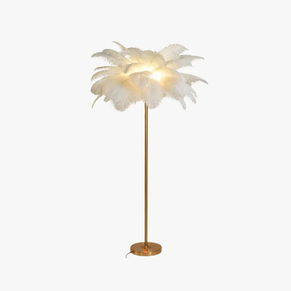 Warm White Feather Gold Floor Lamp