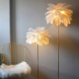 Warm White Feather Gold Floor Lamp