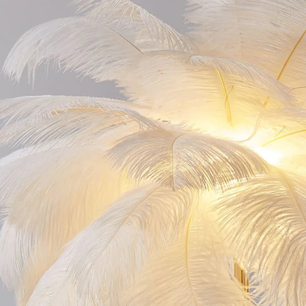 Warm White Feather Gold Floor Lamp